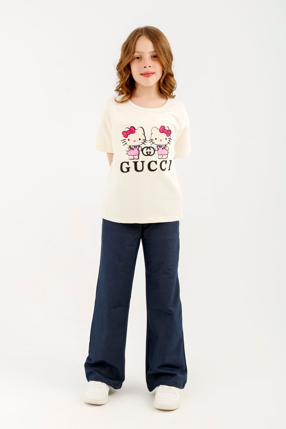 Trendy Graphic Tee & Wide-Leg Pants Set