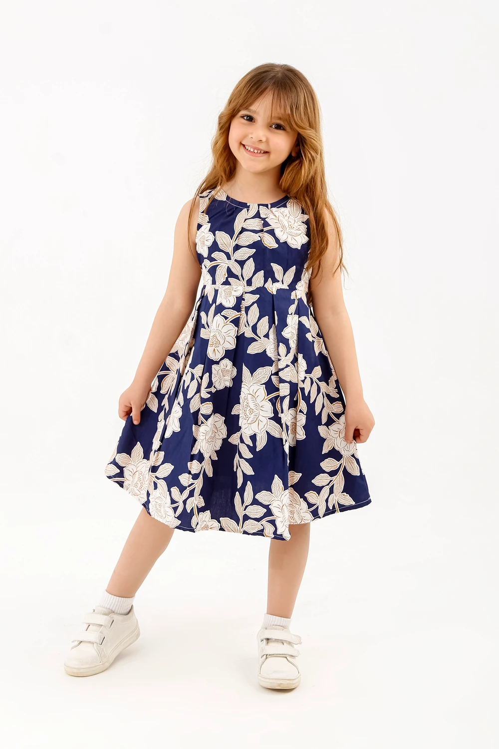 Girls Navy Floral Ruffle Set
